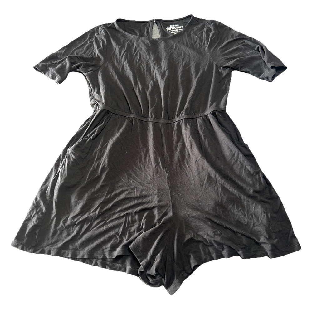Torrid Super Soft Black Romper Short Sleeve Knit V-Neck Short Comfy Basic Size M